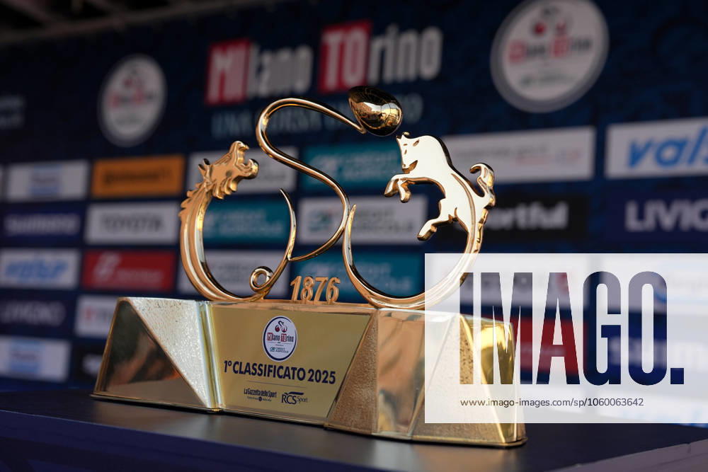 The trophy during the men s elite race of the Milano-Torino one day cycling race (174km) from Rho to Torino (Superga) - North West Italy- Wednesday, March 19, 2025. - cycling .