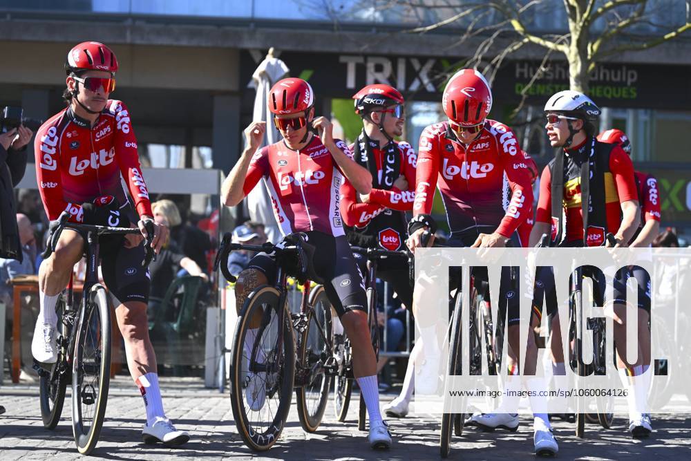 Danilith Nokere Koerse 2025 cycling race NOKERE, BELGIUM - MARCH 19 : rider of Lotto during the Men Elite UCI 1.Pro 78th Danilith Nokere Koerse cycling race with start in Deinze and finish in Nokere (188,2 km) on March 19, 2025 in Nokere, Belgium, 19 03 2025 ( Motordriver Rodrique Verfaillie & Nokere Belgium