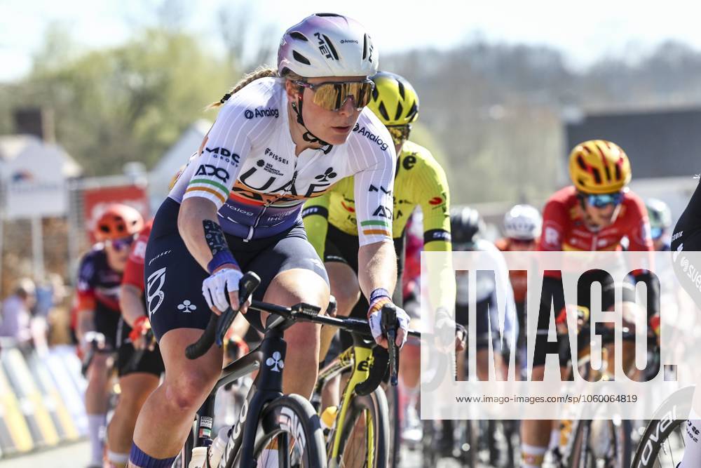 Irish Lara Gillespie of UAE Team ADQ pictured in action during the Nokere Koerse one day cycling race for women elite, 188.1 km from Deinze to Nokere, on Wednesday 19 March 2025. DAVIDxPINTENS x115268205x