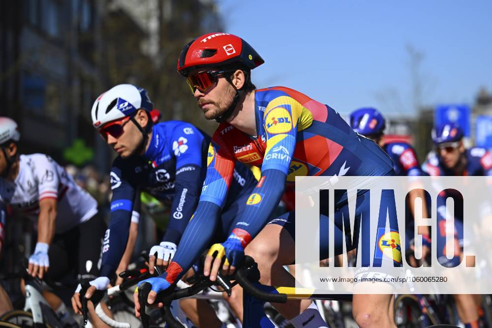 Danilith Nokere Koerse 2025 cycling race NOKERE, BELGIUM - MARCH 19 : Pedersen Martin (DEN) of Lidl - Trek during the Men Elite UCI 1.Pro 78th Danilith Nokere Koerse cycling race with start in Deinze and finish in Nokere (188,2 km) on March 19, 2025 in Nokere, Belgium, 19 03 2025 ( Motordriver Rodrique Verfaillie & Nokere Belgium
