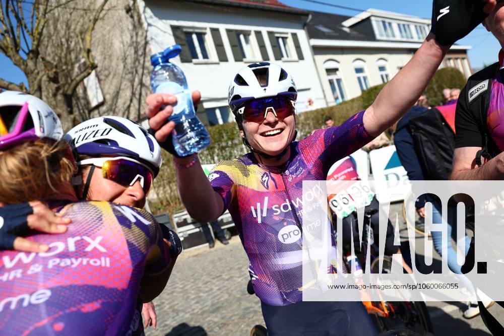 Polish Marta Lach of SD Worx-Protime celebrates after winning the Nokere Koerse one day cycling race for women elite, 134km from Deinze to Nokere, on Wednesday 19 March 2025. DAVIDxPINTENS x115270941x