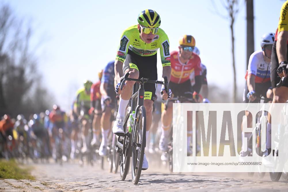KW12 Danilith Nokere Koerse 2025 cycling race NOKERE, BELGIUM - MARCH 19 : rider of Wagner Bazin WB during the Men Elite UCI 1.Pro 78th Danilith Nokere Koerse cycling race with start in Deinze and finish in Nokere (188,2 km) on March 19, 2025 in Nokere, Belgium, 19 03 2025 ( Motordriver Rodrique Verfaillie & Nokere Belgium