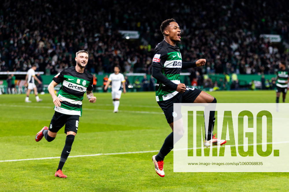 Sporting CP v FC Famalicao - Liga Portugal BetClic Geny Catamo a celebrar o golo durante partida entre Sporting CP v FC Famalicao valida pela Liga Portugal BetClic no Estadio JosÃ Alvalade, Lisboa, Portugal (Foto de Diogo Faria Reis Avant Sports) Lisbon Estadio JosÃ Alvalade Portugal