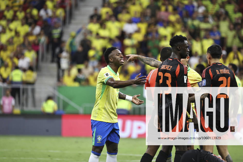 Match between brazil and colomba for the world cup qualifiers in brasilia Brasilia (df), 03 20 2025 - qualifiers 2026 world cup brazil colombia - player vinicius junior during the match between the brazilian team and the colombian team, for the 13th round of the world cup qualifiers at the arena brb mane garrincha, this thursday night, march 20, 2025 match between brazil and colombia for the world cup qualifiers in brasilia (Foto: Leco Viana Thenews2 imago images) SPO