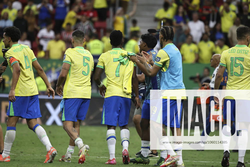 Match between brazil and colombia for the world cup qualifiers in brasilia Brasilia (df), 03 20 2025 - qualifiers 2026 world cup brazil colombia the brazilian national team, Nationalteam celebrates the 2x1 victory, in a match between the brazilian national team and the colombian national team, for the 13th round of the world cup qualifiers at the brb mane garrincha arena, this thursday night, march 20, 2025. (Foto: Leco Viana Thenews2 imago images) SPO