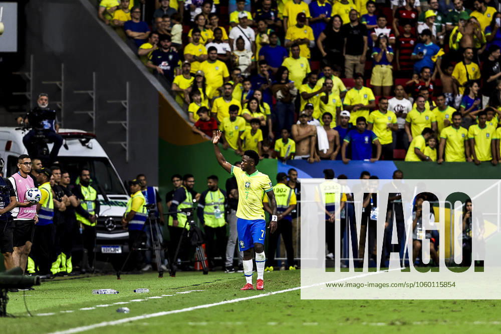 Match between brazil and colomba for the world cup qualifiers in brasilia Brasilia (df), 03 20 2025 - qualifiers 2026 world cup brazil colombia - player vini jr celebrates in a match between the brazilian team and the colombian team, for the 13th round of the world cup qualifiers at the brb mane garrincha arena, this thursday night, march 20, 2025. (Foto: Pedro Paulo Diaz Thenews2 imago images)