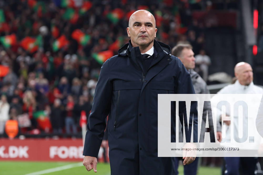 2025 03 20 Denmark, Parken Stadium, Copenhagen UEFA Nations League 2025 Quarter finals Denmark Portugal v l , Portugal s head coach, coach Roberto Martinez Portugal looks serious