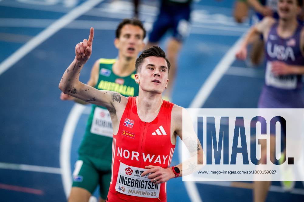 KW12 Norwegian Jakob Ingebrigtsen pictured in action during the men s 3000m steeple, at the World Athletics Indoor Championships, in Nanjing, China, Saturday 22 March 2025. The championships take place from 21 to 23 March. JASPERxJACOBS x115408297x