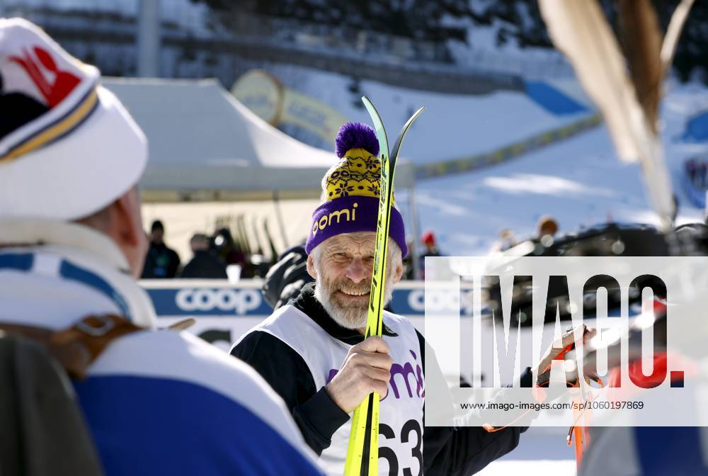 Cross country skiing legends, Finnish Juha Mieto and Swedish Thomas Wassberg (in the picture) during their duell competition at the FIS Nordic World Cup Lahti Ski Games in Lahti, Finland, on March 23, 2025. Lahti Finland LKFTVX20250323133449DWKJ