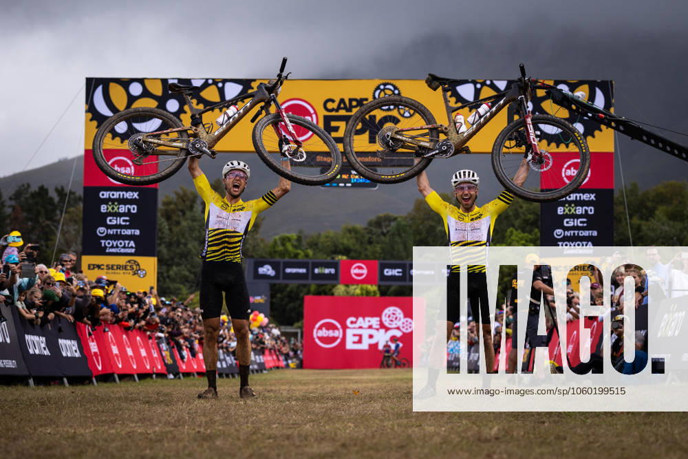 KW12 Switzerland s Nino Schurter and Filippo Colombo celebrate after winning the eight-day Cape Epic mountain bike pairs stage race in South Africa, Lourensford, March 23, 2025. (CTKxPhoto MichalxCerveny) CTKPhotoF202503230003901 CTKPhotoF202503230003901