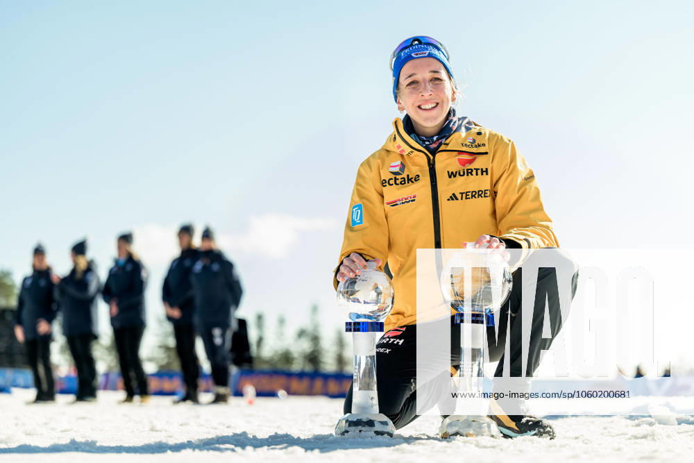Franziska Preuss of Germany celebrates winning womens Mass Start and World Cup after women s 12,5 km mass start during the IBU World Cup on March 23, 2025 in Oslo Photo Mathias Bergeld BILDBYRAN kod MB MB1114 biathlon biathlon biathlon world cup ibu world cup masstart mass start dam bbeng jubel