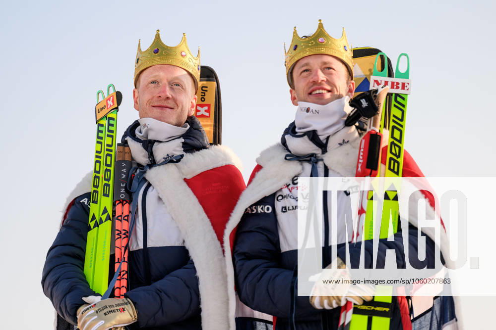 Johannes Thingnes Bo of Norway and Tarjei Bo of Norway is celebrated after men s 15 km mass start during the IBU World Cup on March 23, 2025 in Oslo Photo Mathias Bergeld BILDBYRAN kod MB MB1115 biathlon biathlon biathlon world cup ibu world cup masstart mass start bbeng norway jubel