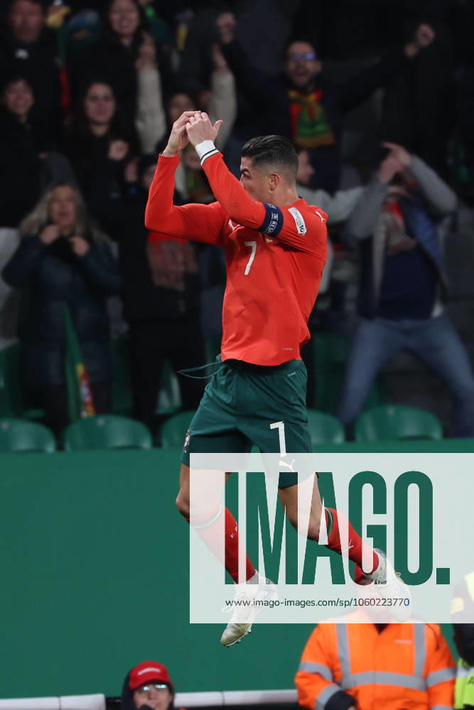 2025 03 23 Portugal, Lisbon Estadio Jose Alvalade UEFA Nations League 2025 Quarter finals Portugal Denmark v l , Cristiano Ronaldo Portugal Torjubel, Goal celebration, celebrate the goal
