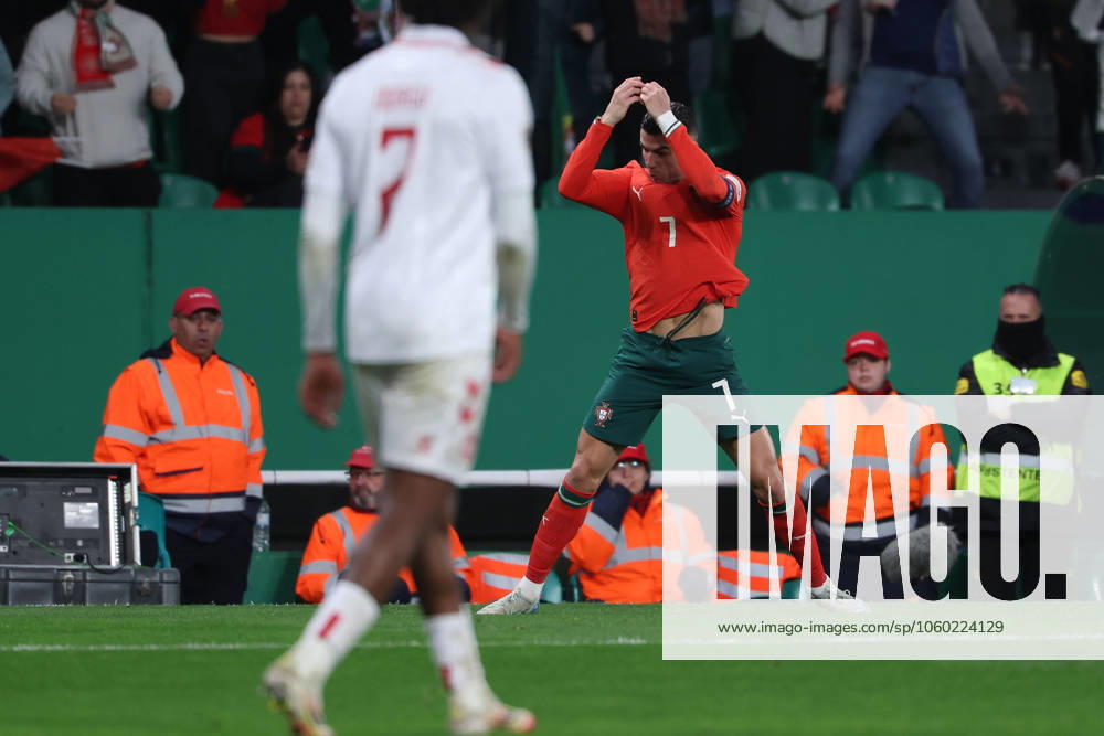 2025 03 23 Portugal, Lisbon Estadio Jose Alvalade UEFA Nations League 2025 Quarter finals Portugal Denmark v l , Cristiano Ronaldo Portugal Torjubel, Goal celebration, celebrate the goal