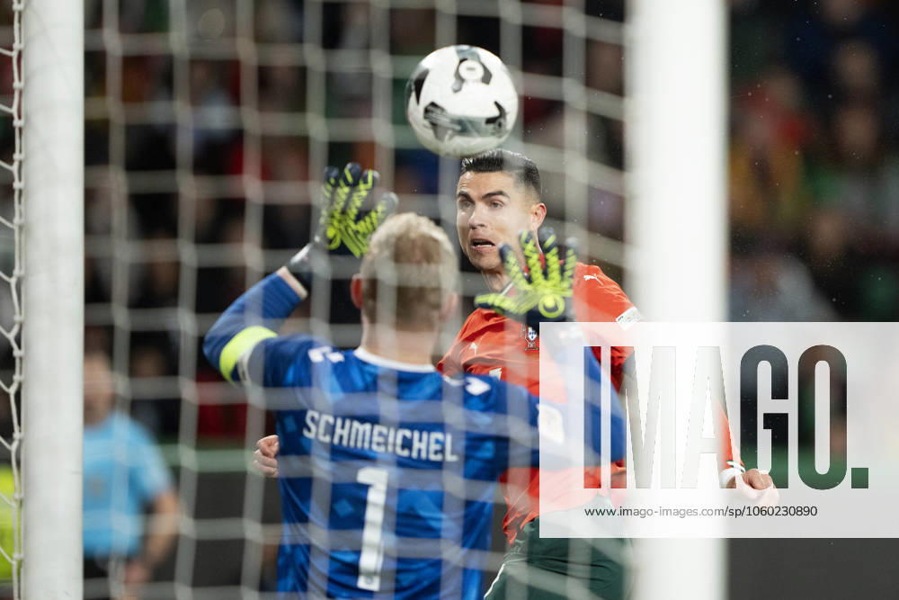 UEFA Nations League Portugal Denmark Portugal s Cristiano Ronaldo in action with Kasper Schmeichel in Denmark s goal during the UEFA Nations League playoff match in League A between Portugal and Denmark at JosÃ Alvalade Stadium in Lisbon, Portugal on Sunday, March 23, 2025 Photo Bo Amstrup Ritzau Scanpix , Lisbon Portugal Mors
