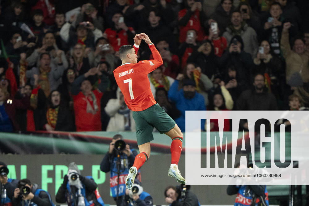 UEFA Nations League Portugal Denmark Portugal s Cristiano Ronaldo celebrates his goal to make it 2 1 during the UEFA Nations League playoff match in League A between Portugal and Denmark at Josà Alvalade Stadium in Lisbon, Portugal on Sunday, March 23, 2025 Photo Bo Amstrup Ritzau Scanpix , Lisbon Portugal Mors