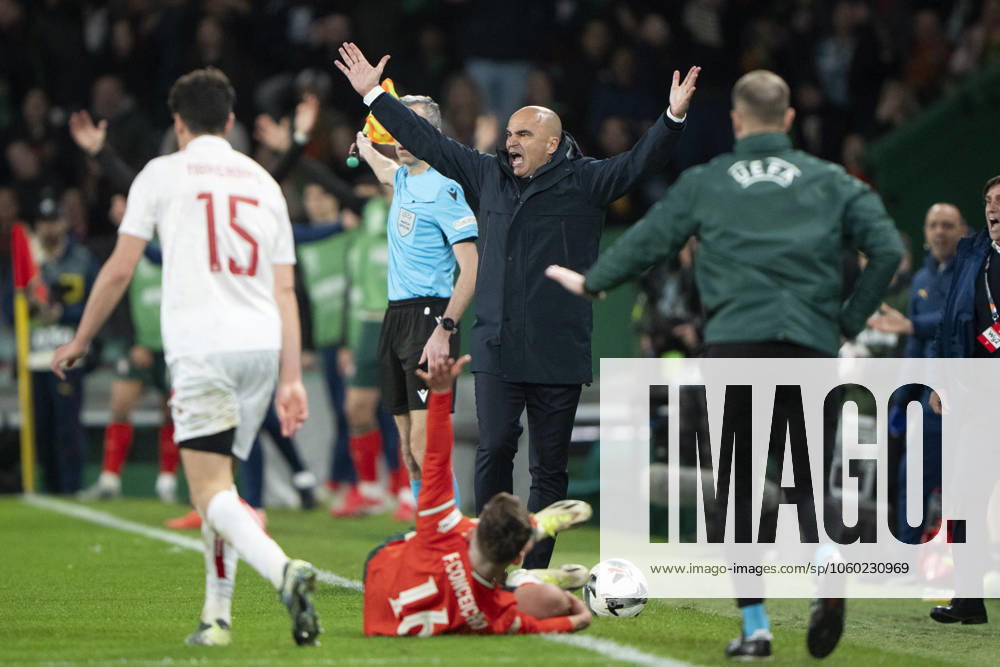 UEFA Nations League Portugal Denmark Portugal s national coach Roberto Martinez reacts during the UEFA Nations League playoff match in League A between Portugal and Denmark at JosÃ Alvalade Stadium in Lisbon, Portugal on Sunday, March 23, 2025 Photo Bo Amstrup Ritzau Scanpix , Lisbon Portugal Mors