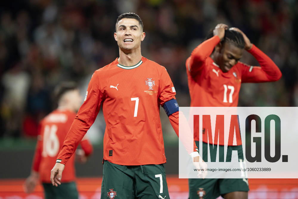 UEFA Nations League Portugal Denmark Portugal s Cristiano Ronaldo has missed a penalty and reacts together with Rafael Leao during the UEFA Nations League playoff match in League A between Portugal and Denmark at Josà Alvalade Stadium in Lisbon, Portugal on Sunday, March 23, 2025 Photo Bo Amstrup Ritzau Scanpix , Lisbon Portugal Mors