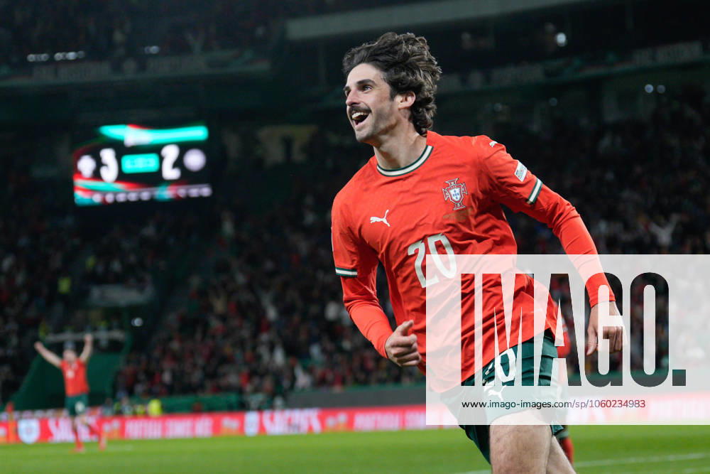 Francisco Trincao of Portugal celebrates a goal during the UEFA Nations League Quarter-finals 2nd leg football match between Portugal and Denmark at Estadio Jose Alvalade. Final score: Portugal 5:2 Denmark Lisbon Portugal - ZUMAs197 20250323_aaa_s197_248