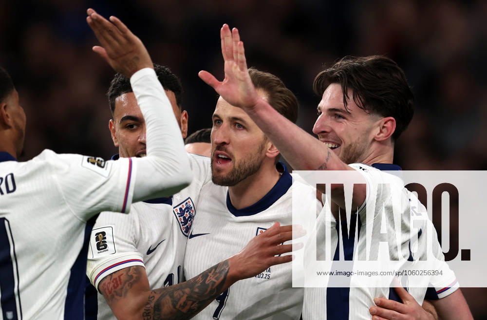Harry Kane of England celebrates after scoring a goal to put England 2-0 up England v Latvia - UEFA World Cup Qualifiers - Group K Football. Wembley Stadium, London. UK. 24 MAR 2025 Editorial use only