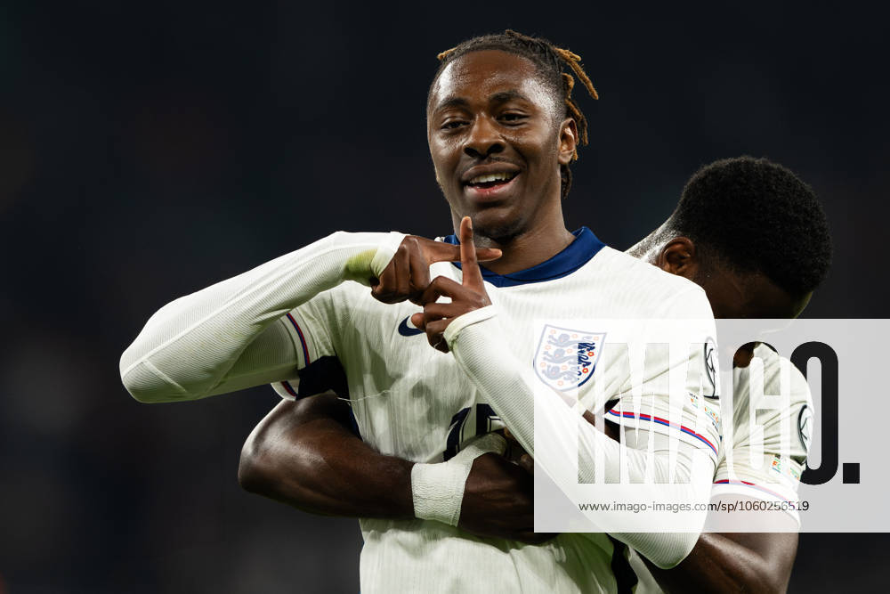 Football; 2026 FIFA World Cup, WM, Weltmeisterschaft, Fussball European Qualifiers; England vs Latvia; Wembley Stadium, Monday 24th March 2025; GOAL 3-0 Eberechi Eze of England scores and celebrates 24 Mar 2025 UEFA Qualification, 1st Round: Group K, England versus Latvia Editorial use only