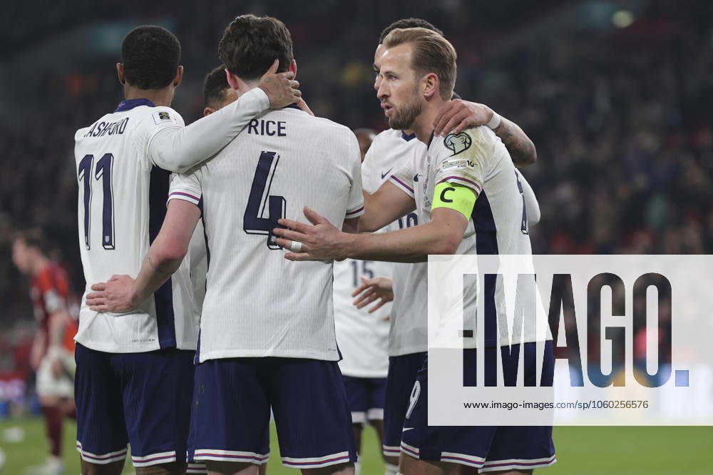 England v Latvia 2026 FIFA World Cup, WM, Weltmeisterschaft, Fussball Qualifiers Harry Kane of England celebrates scoring his sides 2nd goal during the 2026 FIFA World Cup Qualifiers Group K match at Wembley Stadium, London UK Newspapers OUT