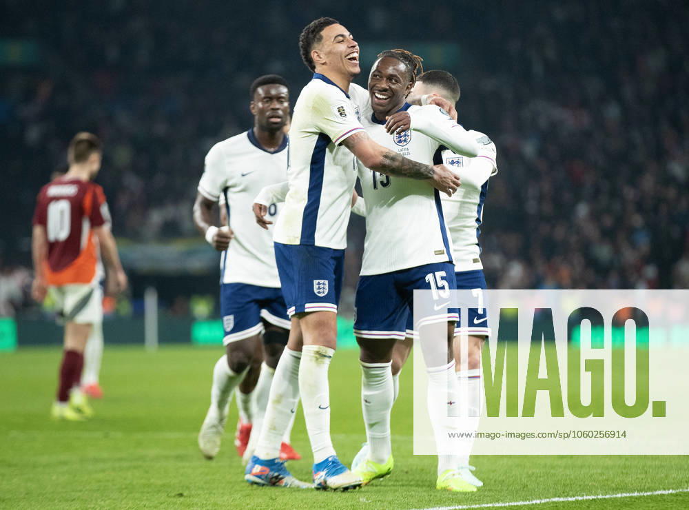 England v Latvia, 2026 World Cup Qualifier, Wembley Stadium, Football, London, UK - 24 Mar 2025 Eberechi Eze celebrates scoring Englands third goal during the 2026 World Cup Qualifier at Wembley Stadium against Latvia London Wembley Stadium London GBR, UK NEWSPAPERS OUT
