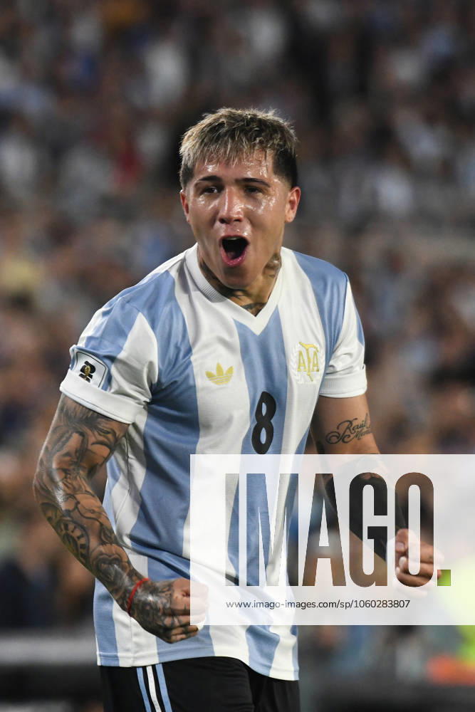 Argentina v Brazil - FIFA World Cup, WM, Weltmeisterschaft, Fussball 2026 Qualifier Enzo Fernandez of Argentina celebrates his goal during the match between Argentina and Brazil in Buenos Aires, Argentina, on March 25. Buenos Aires Buenos Aires Argentina