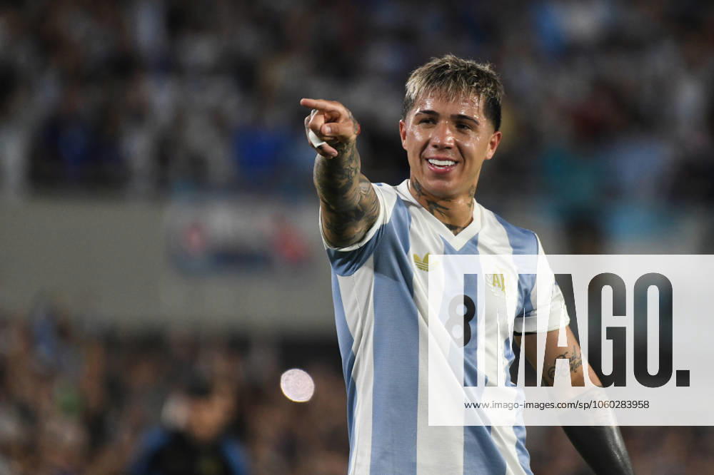 Argentina v Brazil - FIFA World Cup, WM, Weltmeisterschaft, Fussball 2026 Qualifier Enzo Fernandez of Argentina celebrates his goal during the match between Argentina and Brazil in Buenos Aires, Argentina, on March 25. Buenos Aires Buenos Aires Argentina