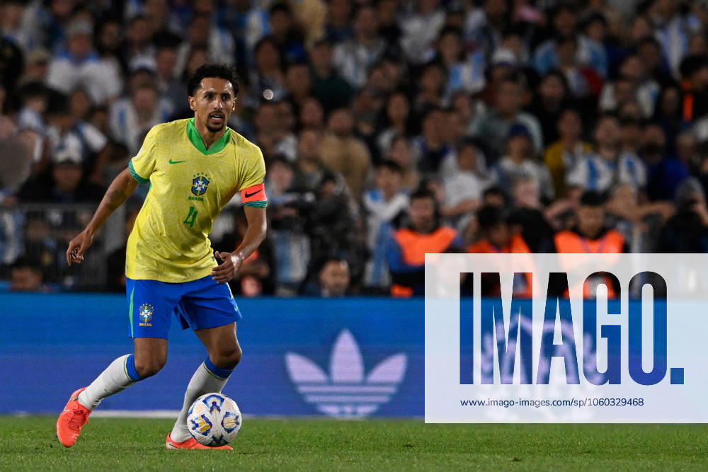 ARGENTINA, Buenos Aires - 25 MARCH 2025 : Marquinhos (captain) of Brazil during the FIFA 2026 World Cup Qualification CONMEBOL match between national team, Nationalteam of Argentina and Brazil at Estadio Mas Monumental. Photo SFSI Argentina and Brazil - FIFA 2026 World Cup Qualification match zone CONMEBOL