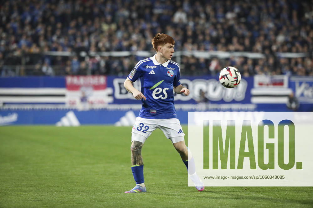 FOOTBALL : Racing Strasbourg vs Olympique de Lyon. - Ligue 1 Stade de la Meinau 28 03 2025 32 Barco Valentin (RCS)