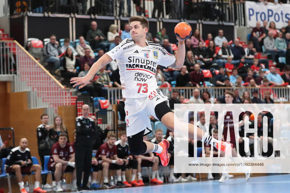 Handball Daikin HBL, VfL Potsdam HC Erlangen, v l Viggo Kristjansson Erlangen, 73 throws goal, goal scorer, scores goal, scores the goal Potsdam