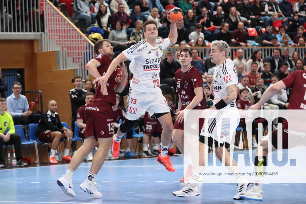 Handball Daikin HBL, VfL Potsdam HC Erlangen, v l Viggo Kristjansson Erlangen, 73 throws goal, goal scorer, scores goal, scores the goal Potsdam