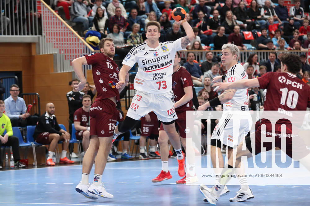 Handball Daikin HBL, VfL Potsdam HC Erlangen, v l Viggo Kristjansson Erlangen, 73 throws goal, goal scorer, scores goal, scores the goal Potsdam