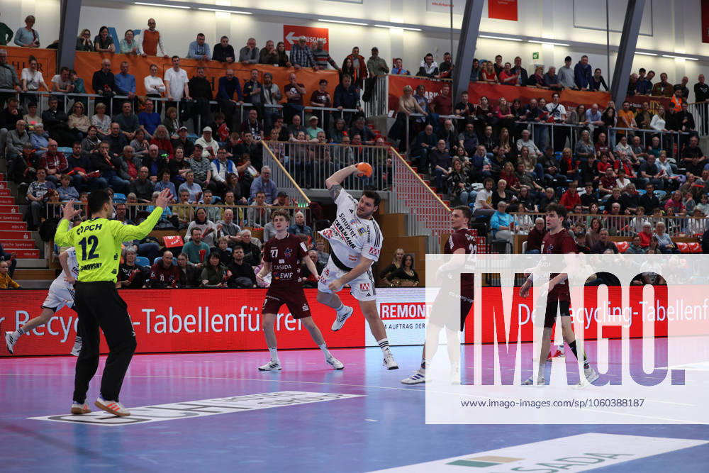 Tobias Wagner HC Erlangen, 55 jumping with the ball , 1 VFL Potsdam vs HC Erlangen, 1 Bundesliga, Daikin, HBL, 29 03 2025 Potsdam Brandenburg Germany