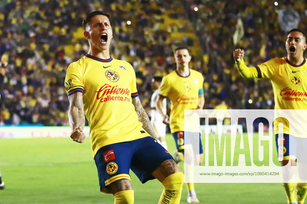 Bryan Rodriguez 7 of America celebrating after scoring a goal against Tigres UANL during the 13th round match of 2025 Liga MX Clausura Tournament at Ciudad de los Deportes stadium. America defeats Tigres 3-0. on March 29, 2025 in Mexico City, Mexico. Mexico City Mexico - ZUMAe321 20250329_zsa_e321_031