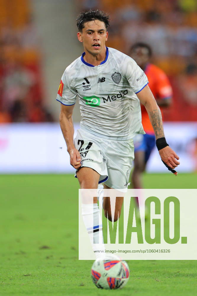 Brisbane, Australia, March 30 2025: Logan Rogerson (27 Auckland FC) in action running with the ball during the Isuzu Ute A League match between Brisbane Roar and Auckland FC at the Suncorp Stadium in Brisbane, Australia Matthew Starling (Promediapix SPP)