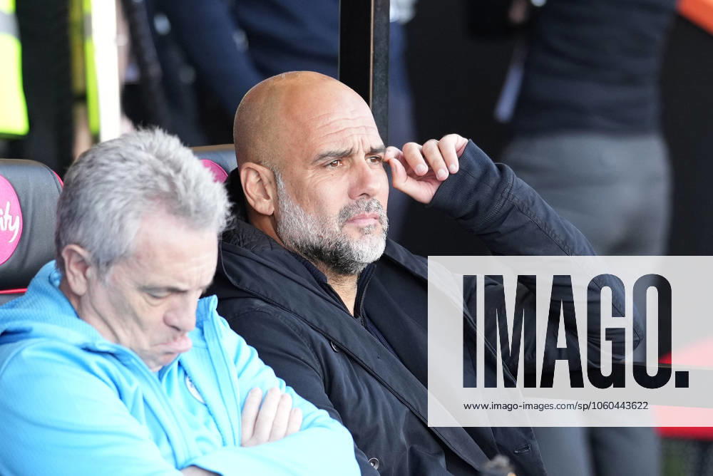 Bournemouth v Manchester City, FA Cup quarter-finals, Football, Vitality Stadium, Bournemouth, UK - 30 Mar 2025 Josep Guardiola manager of Manchester City on the bench. Bournemouth Vitality Stadium Bournemouth GBR, UK NEWSPAPERS OUT