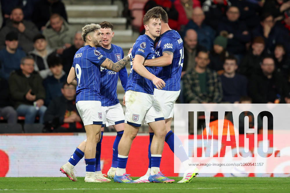 Bournemouth, England, 2nd April 2025. Liam Delap of Ipswich Town celebrates after scoring to make it 2-0 during the Bournemouth v Ipswich Town Premier League match at the Vitality Stadium, Bournemouth. Picture credit should read: Paul Terry Sportimage . SPI_016_PT_Bournemouth_Ipswich SPI-3791-0016