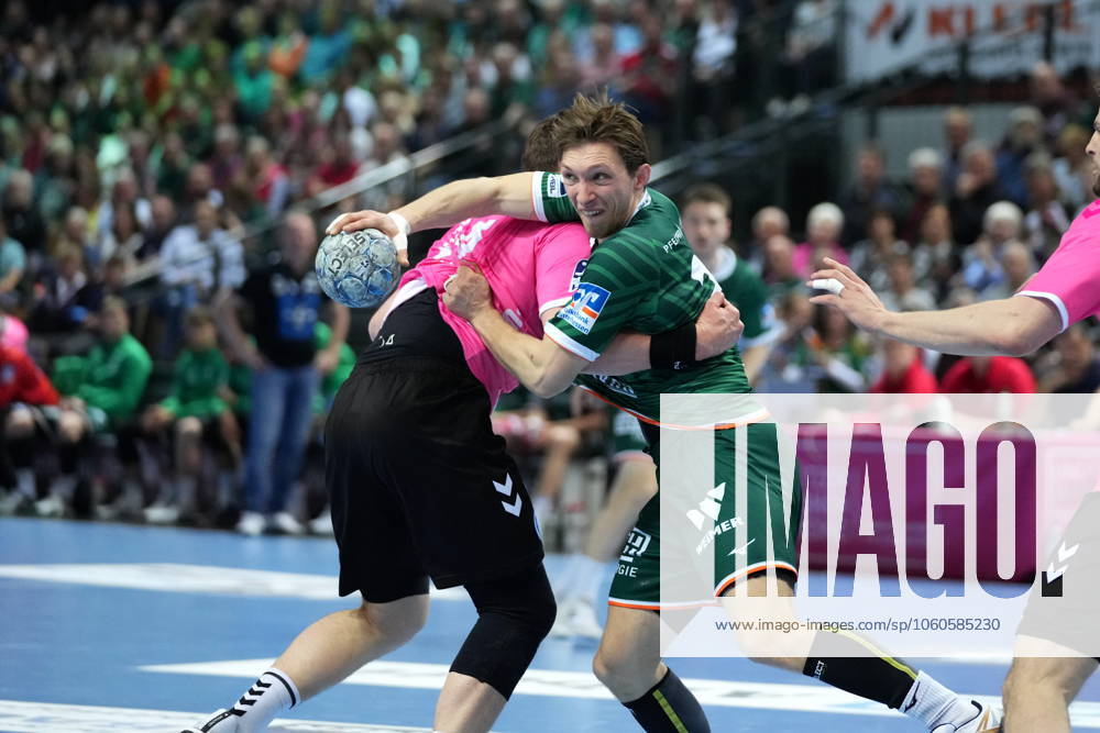 Wetzlar, Germany, April 4th 2025: Justin Mueller ( 25 Wetzlar ) during the Daikin Handball-Bundesliga between HSG Wetzlar and TVB 1898 Stuttgart at Buderus Arena Wetzlar. (Julia Kneissl SPP)
