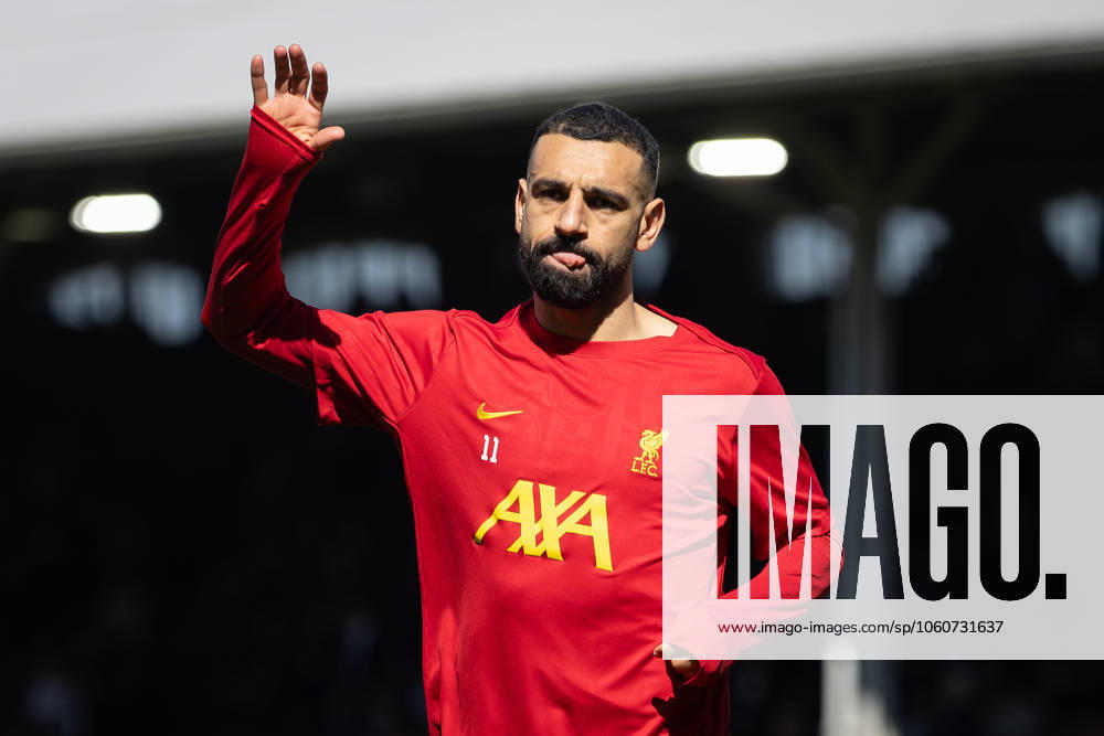 6th April 2025; Craven Cottage, Fulham, London, England; Premier League Football, Fulham versus Liverpool; Mohamed Salah of Liverpool warming up ActionPlus12771919 IanxStephen Content restricted for UK based newspaper