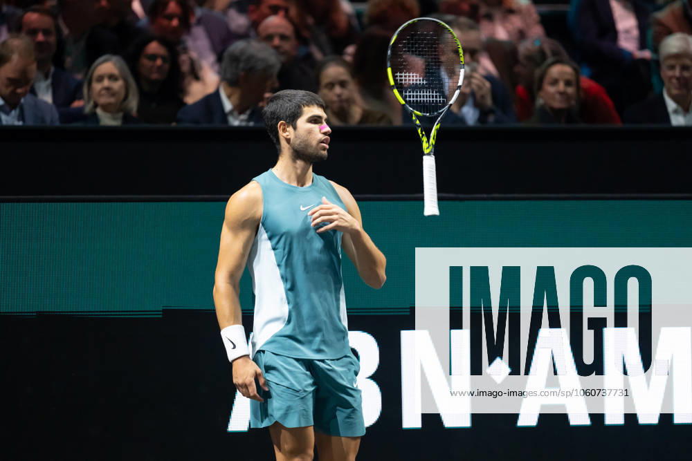 2025 ABN AMRO Open ROTTERDAM, NETHERLANDS - FEBRUARY 9: Carlos Alcaraz (ESP) during the ABN AMRO Open at Rotterdam Ahoy on February 9, 2025 in Rotterdam, Netherlands. Rotterdam Rotterdam Ahoy Netherlands Content not available for redistribution in The Netherlands directly or indirectly through any third parties.