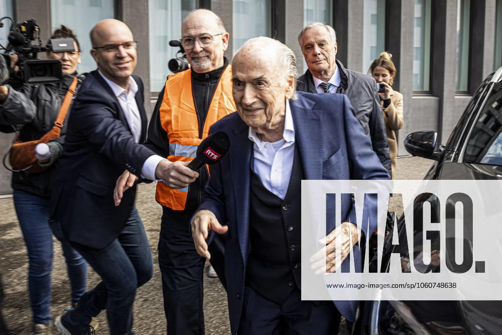 Former FIFA president Sepp Blatter reacts when leaving the courthouse after the verdict of an appeal by Swiss Attorney General s office against former UEFA and FIFA presidents over a suspected fraudulent payment, in Muttenz, Basel, on March 25, 2025 Muttenz Muttenz Court Basel Switzerland