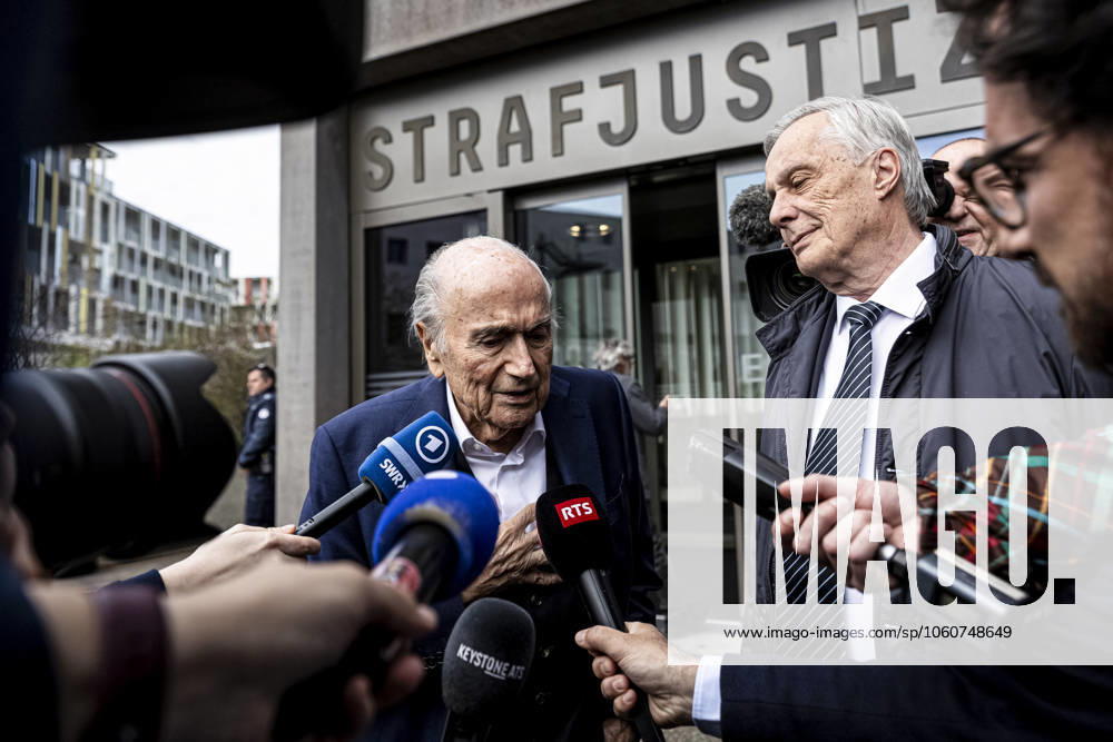 Former FIFA president Sepp Blatter reacts when leaving the courthouse after the verdict of an appeal by Swiss Attorney General s office against former UEFA and FIFA presidents over a suspected fraudulent payment, in Muttenz, Basel, on March 25, 2025 Muttenz Muttenz Court Basel Switzerland
