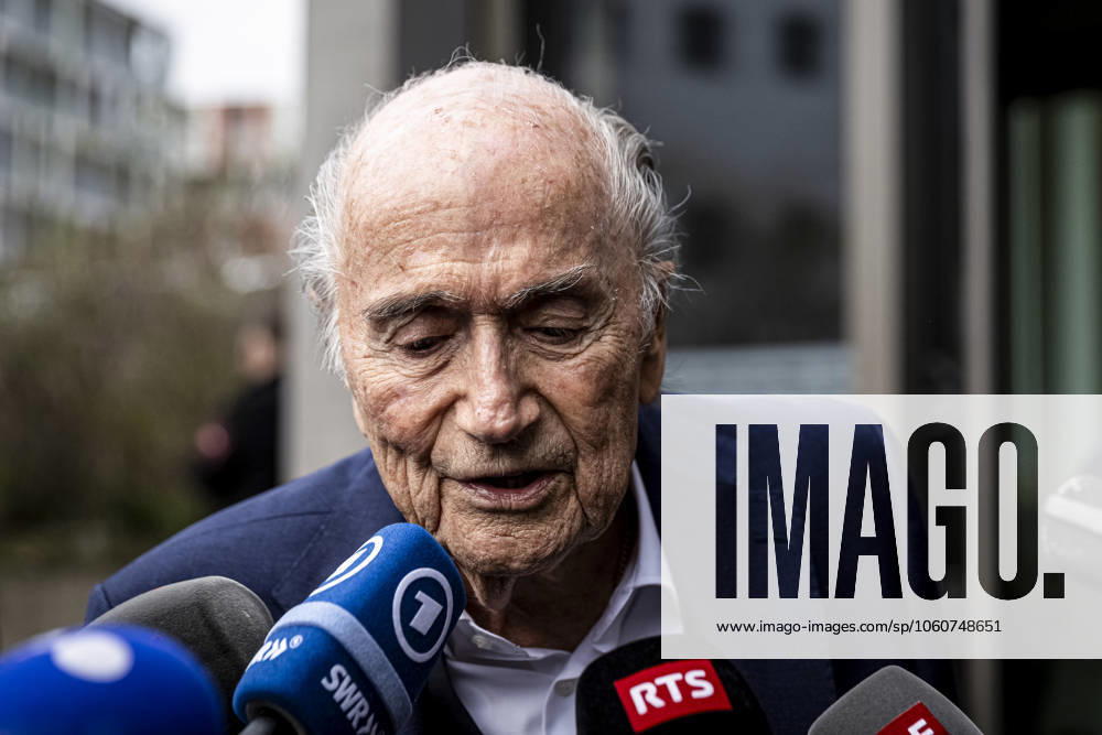 Former FIFA president Sepp Blatter reacts when leaving the courthouse after the verdict of an appeal by Swiss Attorney General s office against former UEFA and FIFA presidents over a suspected fraudulent payment, in Muttenz, Basel, on March 25, 2025 Muttenz Muttenz Court Basel Switzerland