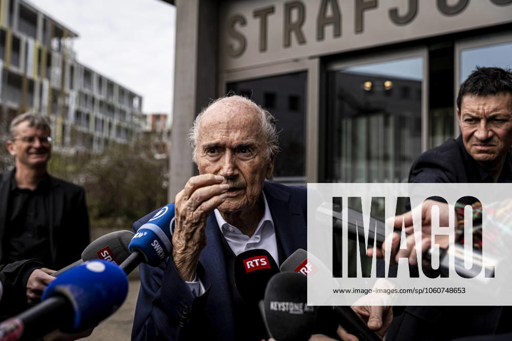Former FIFA president Sepp Blatter reacts when leaving the courthouse after the verdict of an appeal by Swiss Attorney General s office against former UEFA and FIFA presidents over a suspected fraudulent payment, in Muttenz, Basel, on March 25, 2025 Muttenz Muttenz Court Basel Switzerland