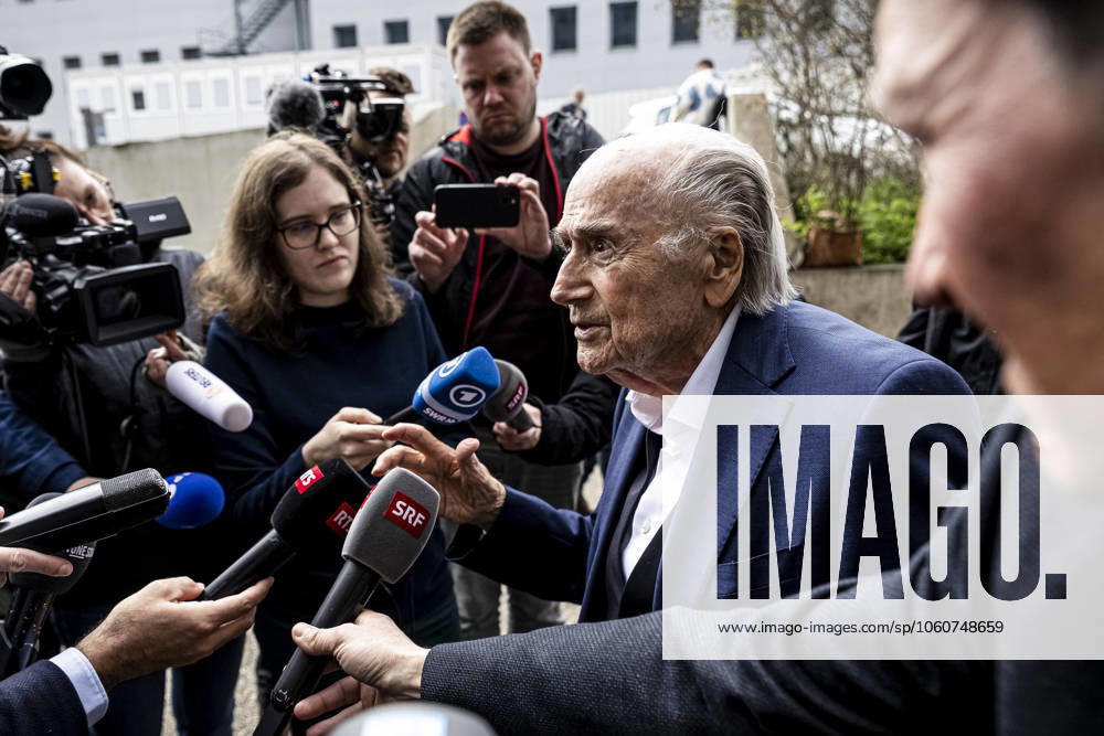 Former FIFA president Sepp Blatter reacts when leaving the courthouse after the verdict of an appeal by Swiss Attorney General s office against former UEFA and FIFA presidents over a suspected fraudulent payment, in Muttenz, Basel, on March 25, 2025 Muttenz Muttenz Court Basel Switzerland