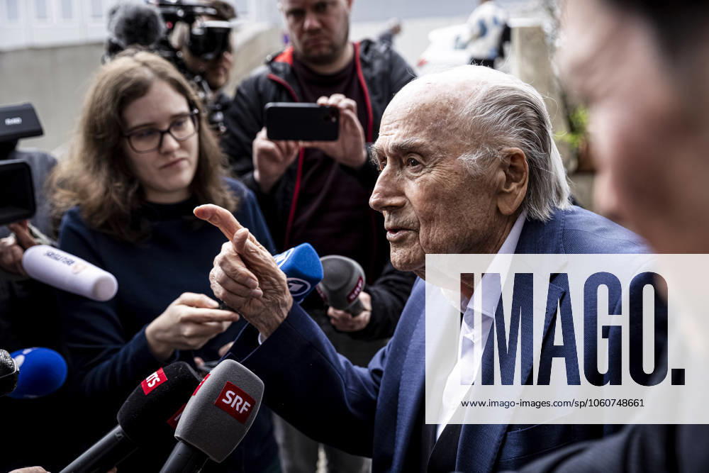 Former FIFA president Sepp Blatter reacts when leaving the courthouse after the verdict of an appeal by Swiss Attorney General s office against former UEFA and FIFA presidents over a suspected fraudulent payment, in Muttenz, Basel, on March 25, 2025 Muttenz Muttenz Court Basel Switzerland