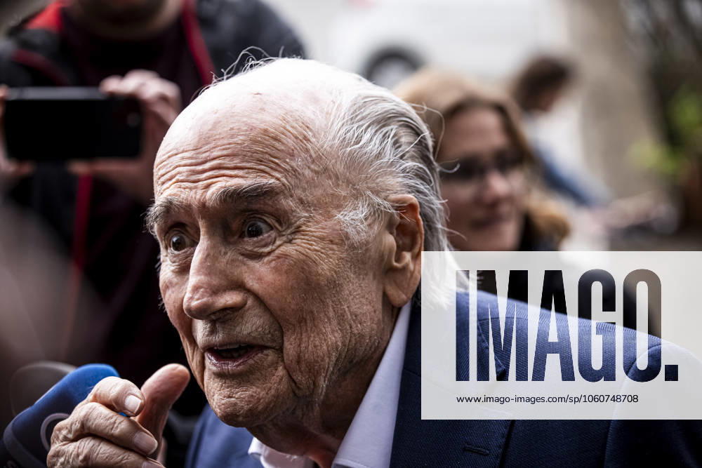 Former FIFA president Sepp Blatter reacts when leaving the courthouse after the verdict of an appeal by Swiss Attorney General s office against former UEFA and FIFA presidents over a suspected fraudulent payment, in Muttenz, Basel, on March 25, 2025 Muttenz Muttenz Court Basel Switzerland