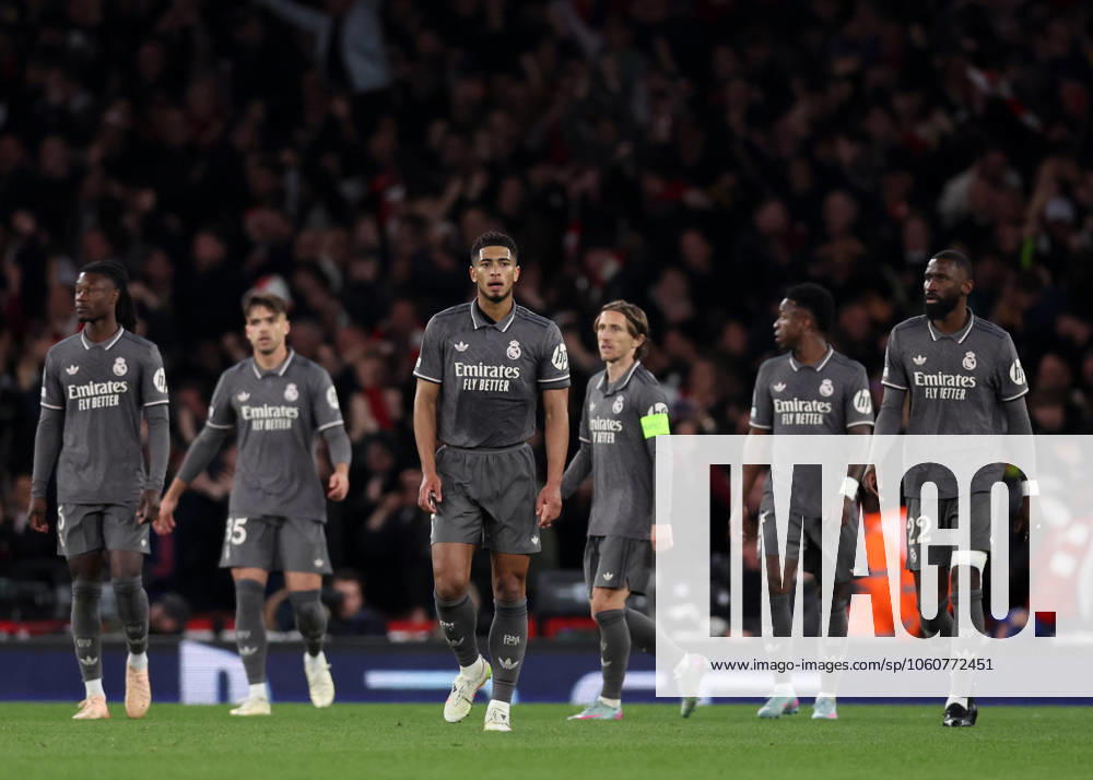 London, England, 8th April 2025. Jude Bellingham of Real Madrid looks on dejected during the Arsenal vs Real Madrid UEFA Champions League match at the Emirates Stadium, London. Picture credit should read: David Klein Sportimage . SPI_133_DK_Arsenal_Real_Madrid SPI-3819-0135